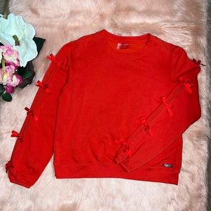 Betsey Johnson Red Sweater with Bow Accents